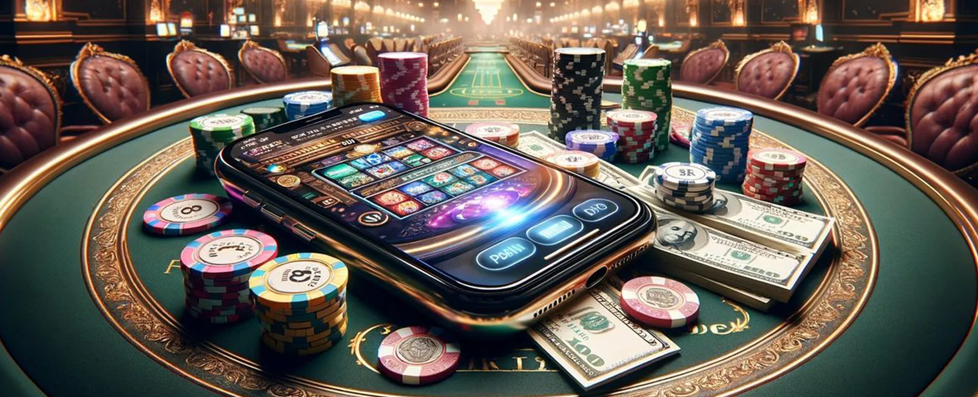 Plus777.ph online casino lobby with bright lights and games